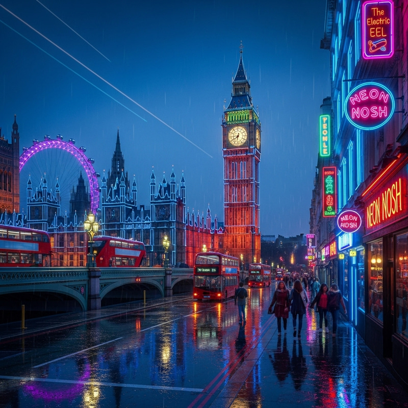 Neon-Lit London Cityscape Art Neon-Lit London Cityscape Art