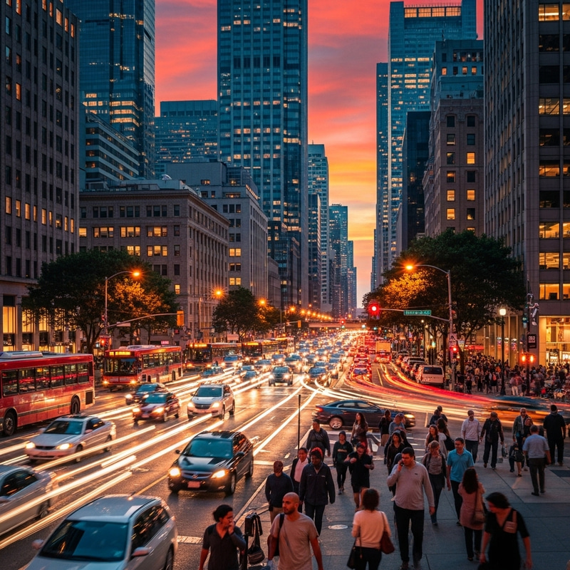 Vibrant Cityscape with Diverse Traffic | Urban Life in Motion Vibrant Cityscape with Diverse Traffic | Urban Life in Motion