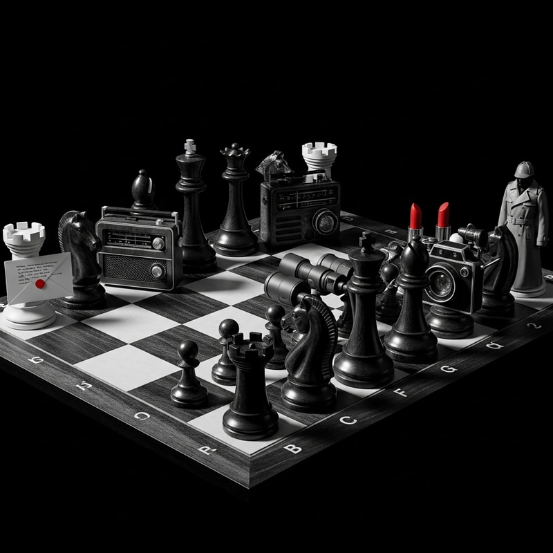 Noir Spy Chess Set - Stylish Twist on Classic Game Noir Spy Chess Set - Stylish Twist on Classic Game