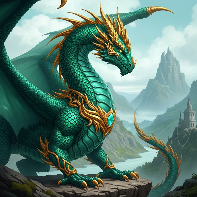Emerald Dragon in Mythical Gold