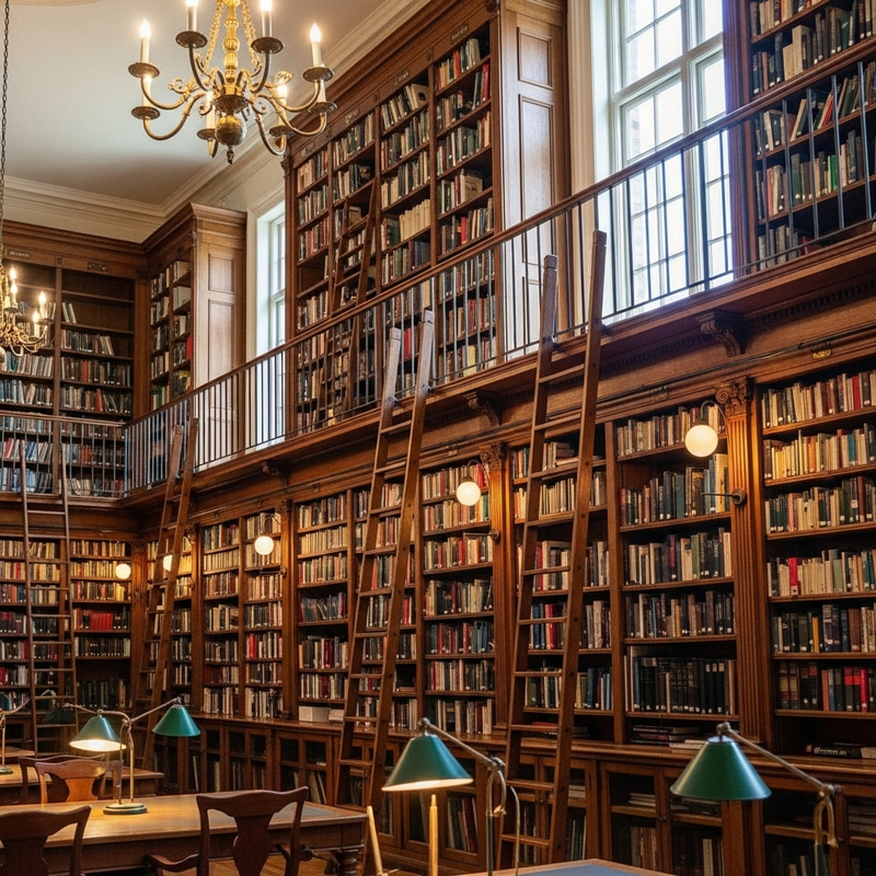 Enchanting Library Scene: Books Emerging from Shelves