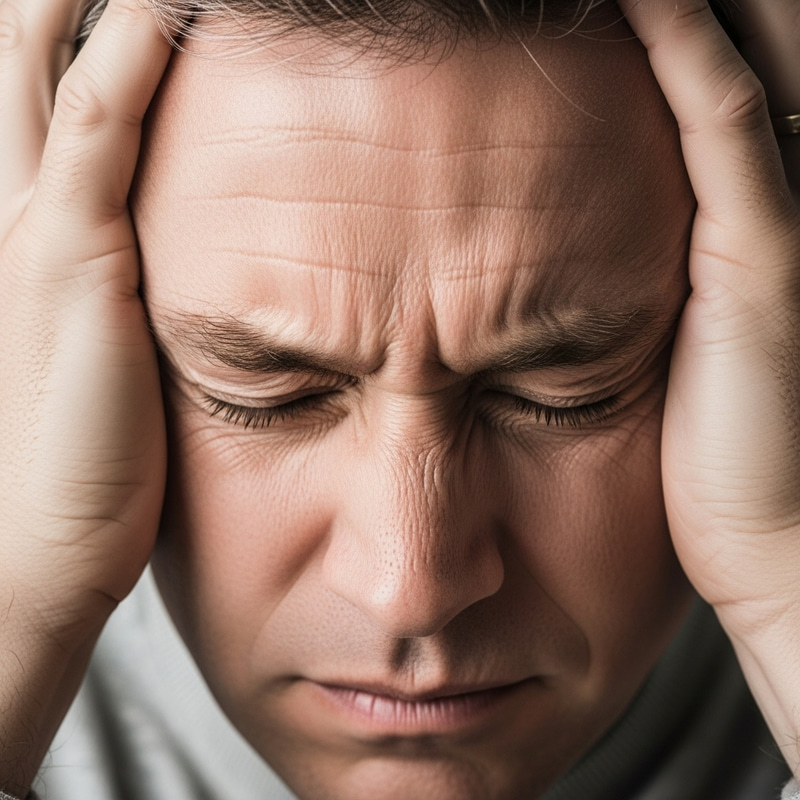 Close-up of Man Concentrating with Eyes Closed Close-up of Man Concentrating with Eyes Closed