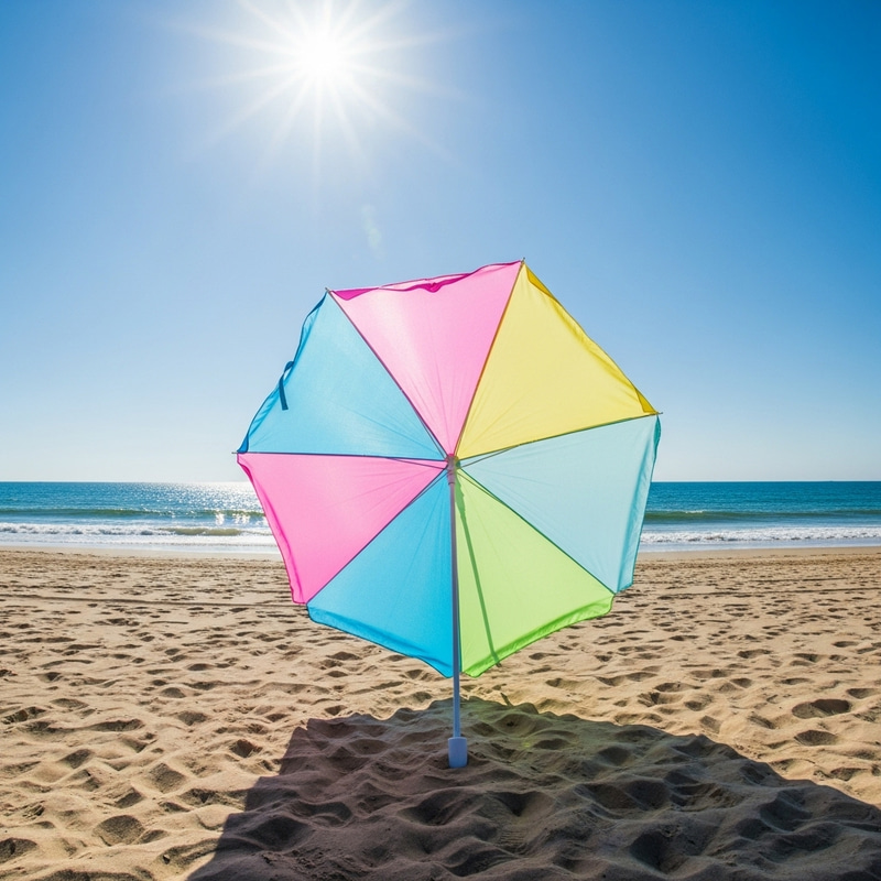 Vibrant Pastel Parasol on a Beautiful Beach Vibrant Pastel Parasol on a Beautiful Beach