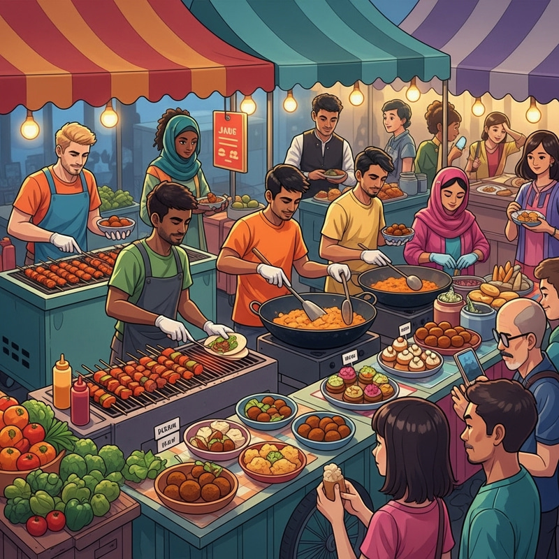 Bold & Colorful Street Food Economy: Global Flavor Mix Bold & Colorful Street Food Economy: Global Flavor Mix
