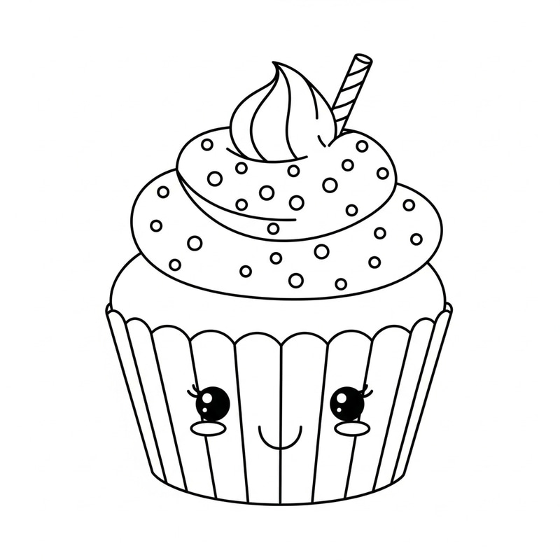 Cute Cupcake Coloring Page for Toddlers Cute Cupcake Coloring Page for Toddlers