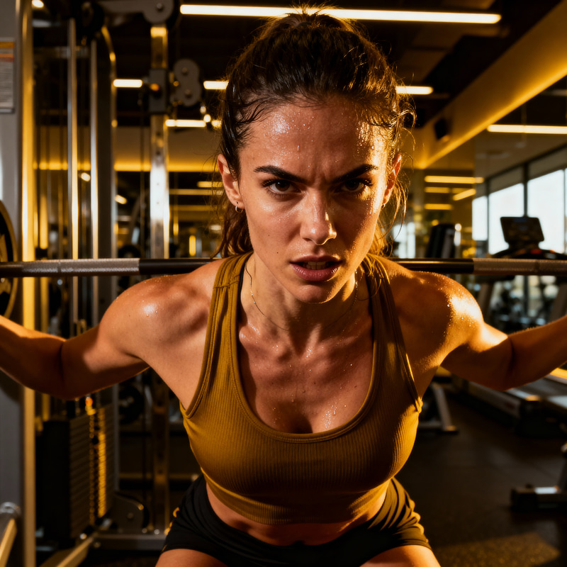 Focused Gym Workout: Athletic Woman in Action Focused Gym Workout: Athletic Woman in Action