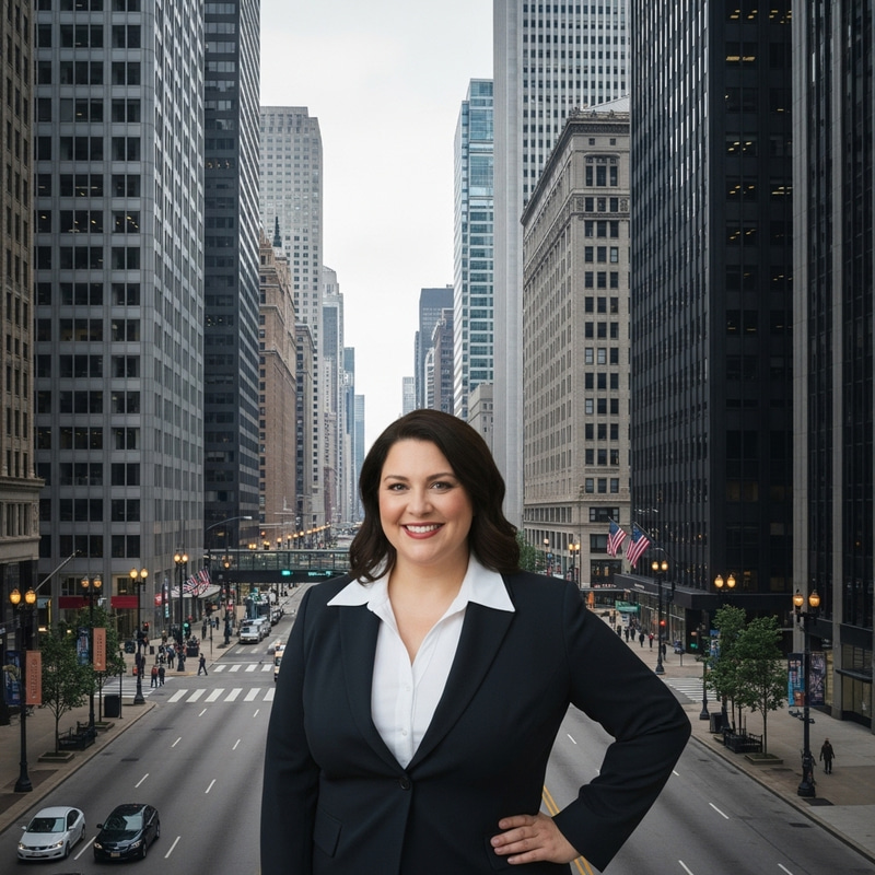 Empowering Curvy Brunette in Downtown Chicago Scene