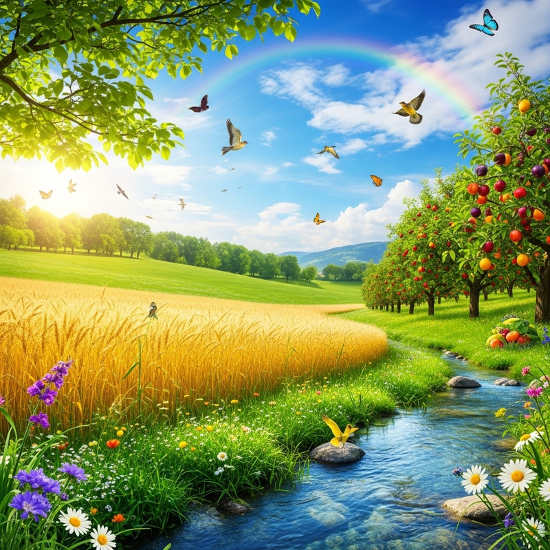 Vibrant Abundance: Enchanting Meadow & Golden Harvest Sway Vibrant Abundance: Enchanting Meadow & Golden Harvest Sway