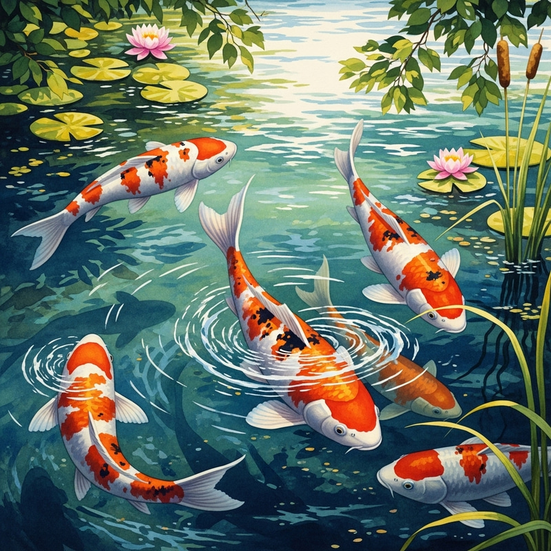 Colorful Koi Fish Watercolor Painting Colorful Koi Fish Watercolor Painting