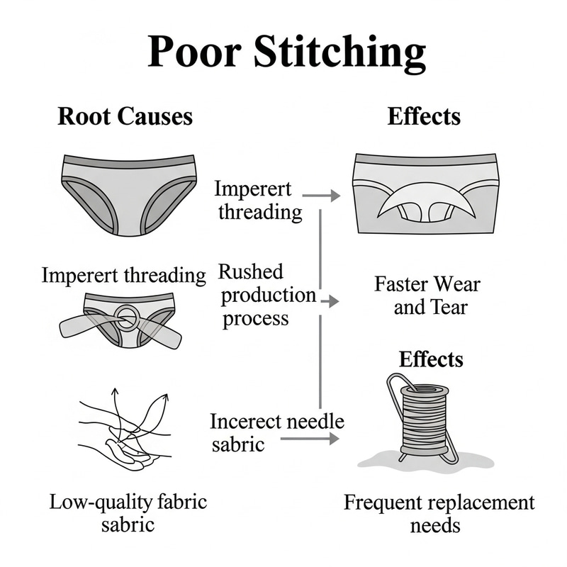 Illustrated Guide: Causes and Effects of Poor Stitching in Underwear Illustrated Guide: Causes and Effects of Poor Stitching in Underwear