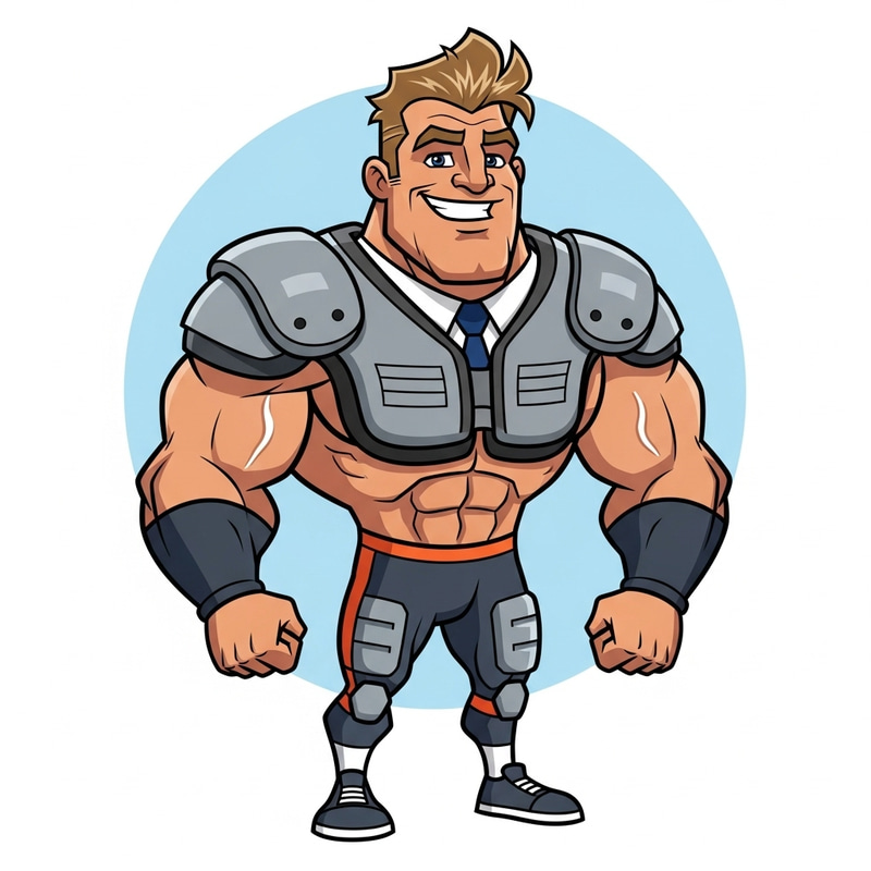 Dynamic Trump Cartoon in Football Pads: NFL-Style Imagery Dynamic Trump Cartoon in Football Pads: NFL-Style Imagery