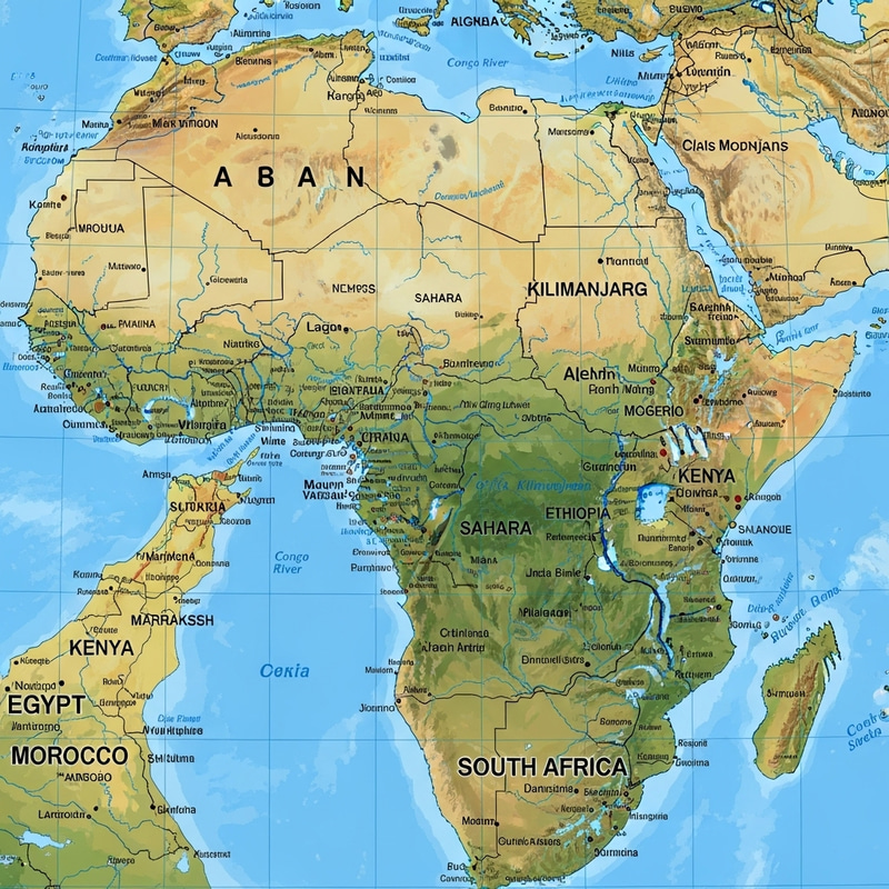 Map of Africa: Countries, Rivers, Mountains Map of Africa: Countries, Rivers, Mountains