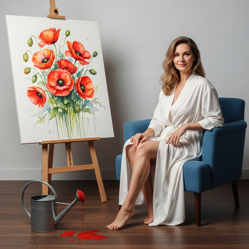 Serene Woman in White Robe | Contemporary Realism Art Studio