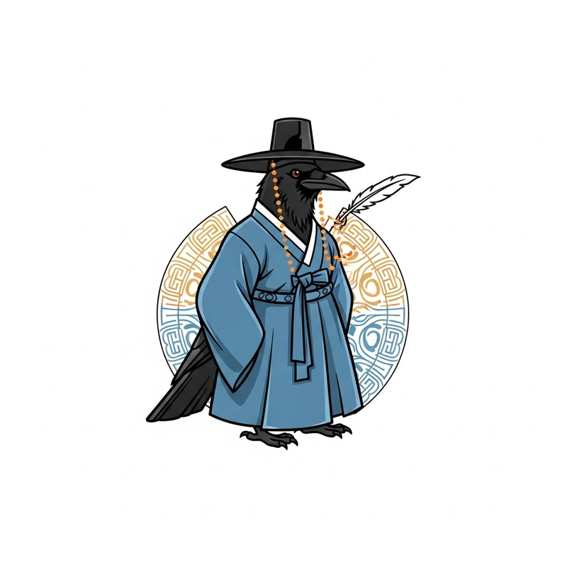 Crow in Scholar's Robe: Korean Joseon Era Logo Design Crow in Scholar's Robe: Korean Joseon Era Logo Design