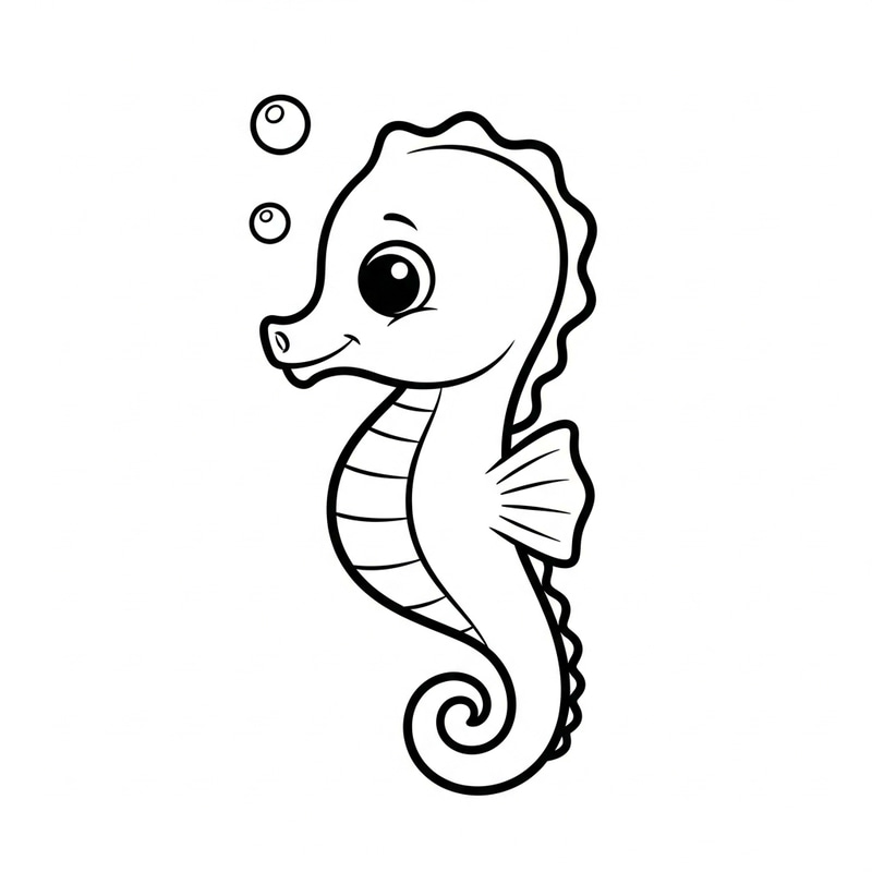 Simple Sea Horse Coloring Page for Toddlers