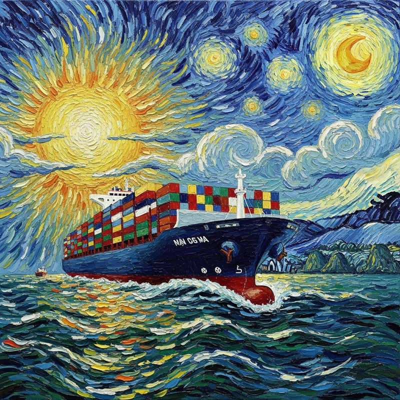 Van Gogh Style Container Vessel of Vietnam Van Gogh Style Container Vessel of Vietnam