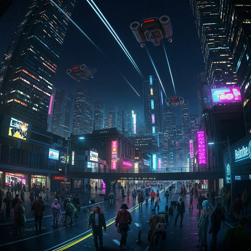 Neon Cyberpunk Cityscape at Night | Flying Cars & Sci-Fi Scene Neon Cyberpunk Cityscape at Night | Flying Cars & Sci-Fi Scene