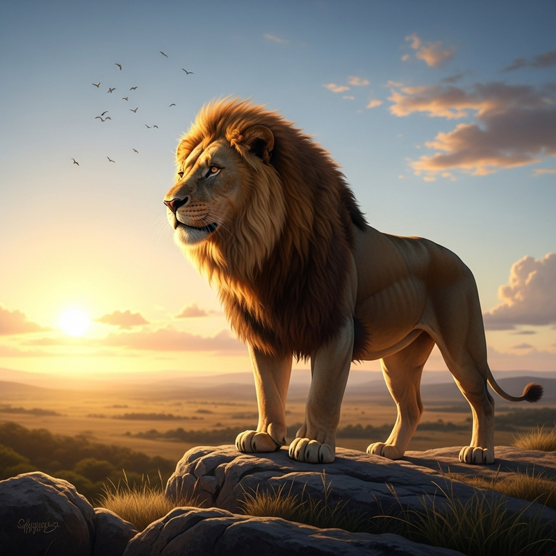 Majestic Lion on Rocky Ridge | Impressive Wildlife Image