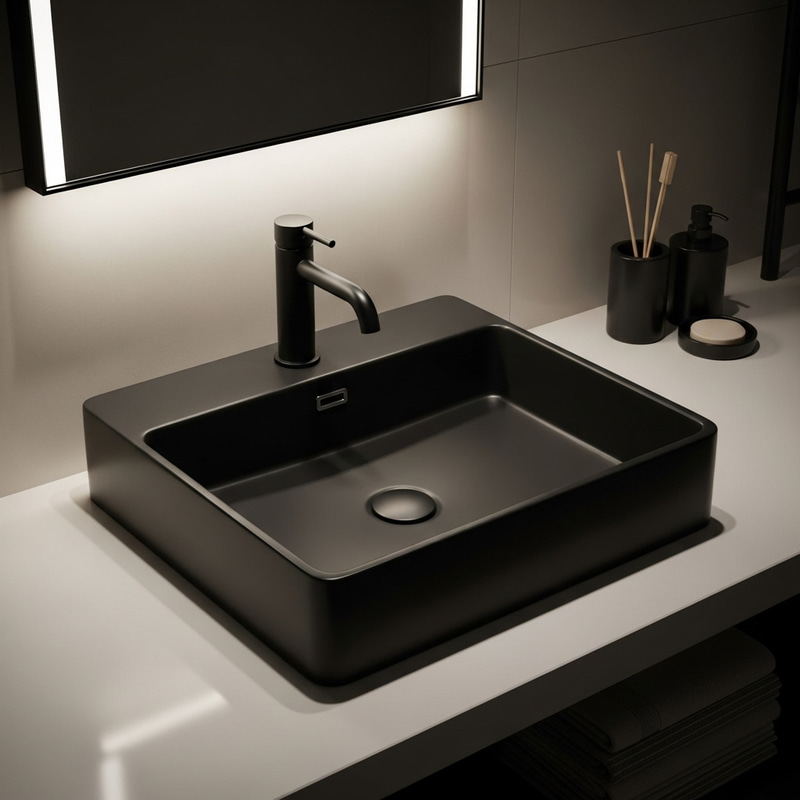 Minimalist Black Matte Square Sink - Clean Design