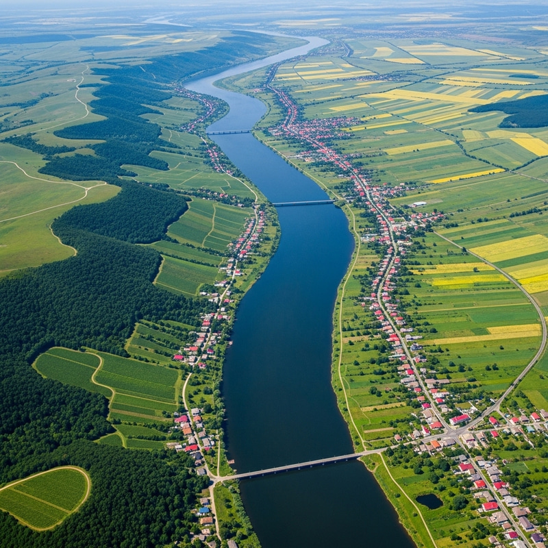 Dniester River seen from above: Ukraine on right, Moldova on left Dniester River seen from above: Ukraine on right, Moldova on left