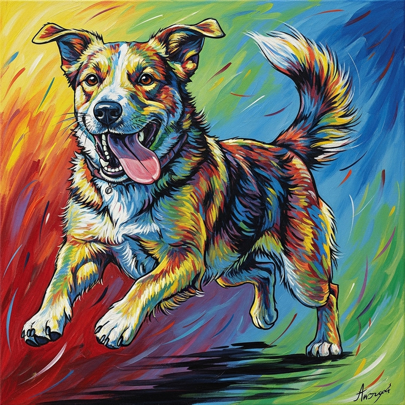 Original Style Playful Dog in Vibrant Colors Original Style Playful Dog in Vibrant Colors