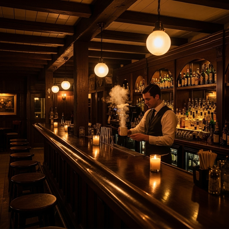 Colonial Australian Long Bar: Candlelit Elegance & Hot Toddy Magic Colonial Australian Long Bar: Candlelit Elegance & Hot Toddy Magic
