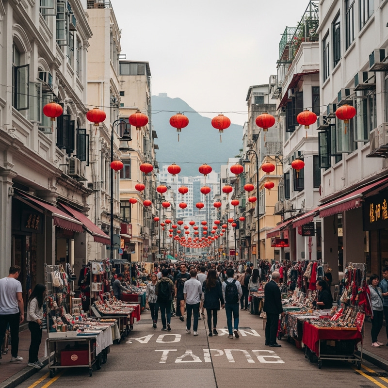 Historic Hong Kong Street View with Traditional Architecture Historic Hong Kong Street View with Traditional Architecture