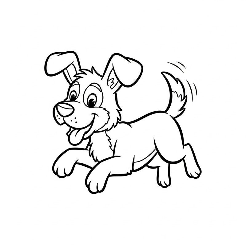 Charming Dog Illustration for Coloring by 7-Year-Old