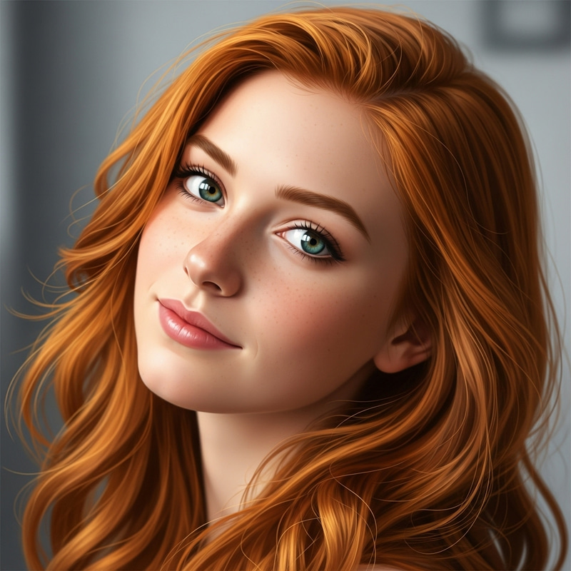 Young Woman with Stunning Red Hair | Realistic Portrait