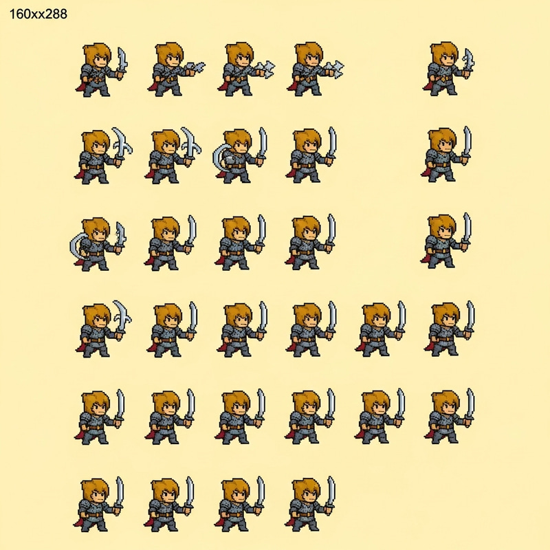Pixel Art Sprite Sheet: Dungeons & Dragons Character Frames