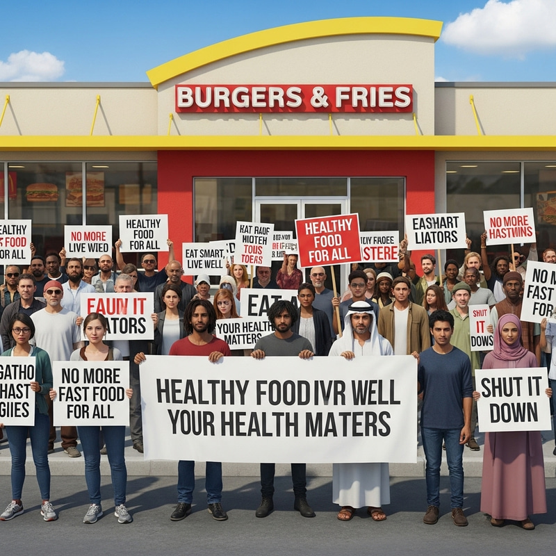 Diverse Crowd Boycotts Fast-Food Chain in Protest Diverse Crowd Boycotts Fast-Food Chain in Protest
