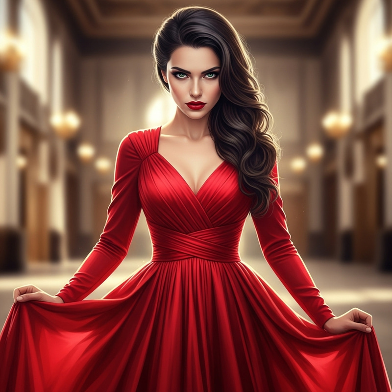 Fiery Elegance: The Girl in a Red Dress