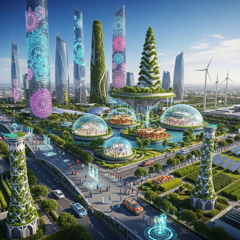 Hyper-Futuristic India 2150 | Sustainable Architecture & Cultural Fusion Hyper-Futuristic India 2150 | Sustainable Architecture & Cultural Fusion