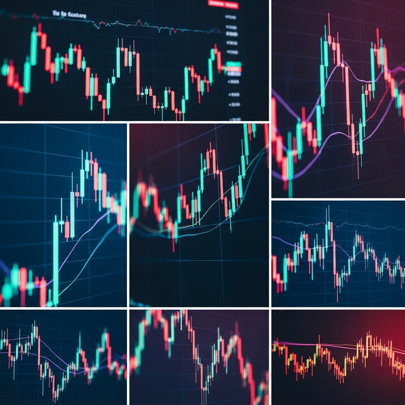 Dynamic Financial Markets Collage in Futuristic Style
