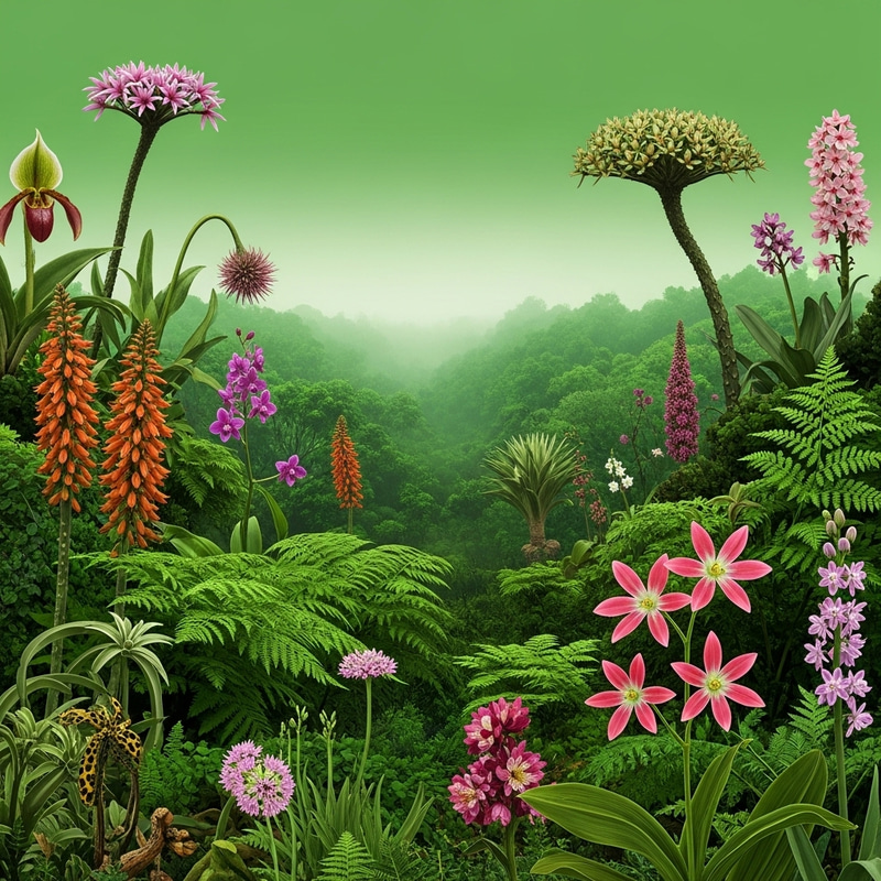 Plant Life in Abstract Wilderness - Lush Flora Imagery