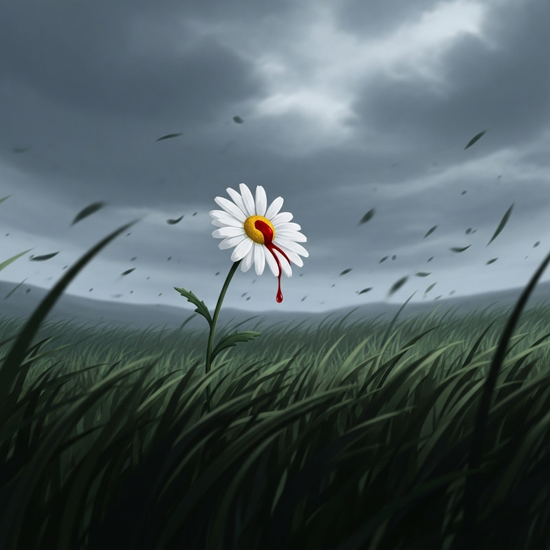 Gloomy Daisy with Eerie Details in Anime-Style Scene Gloomy Daisy with Eerie Details in Anime-Style Scene