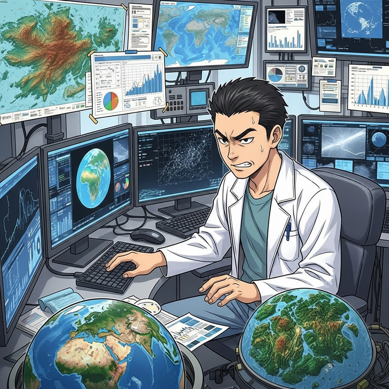 Manga Illustration of Asian Male Postdoc in Remote Sensing Manga Illustration of Asian Male Postdoc in Remote Sensing