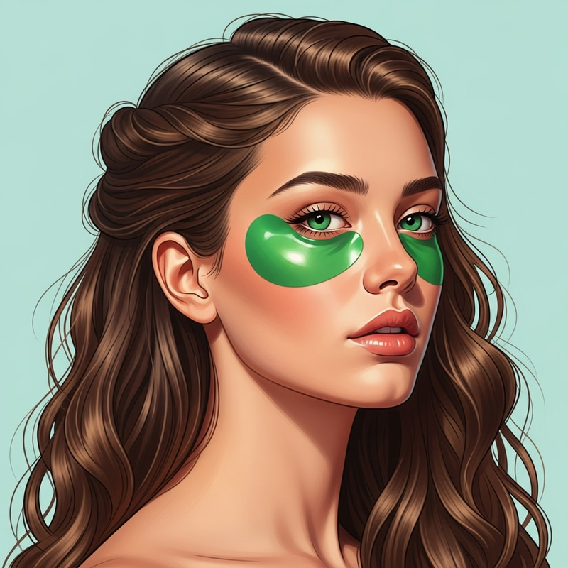 Ethereal Beauty: Woman with Green Undereye Patches and Elaborate Hairdo