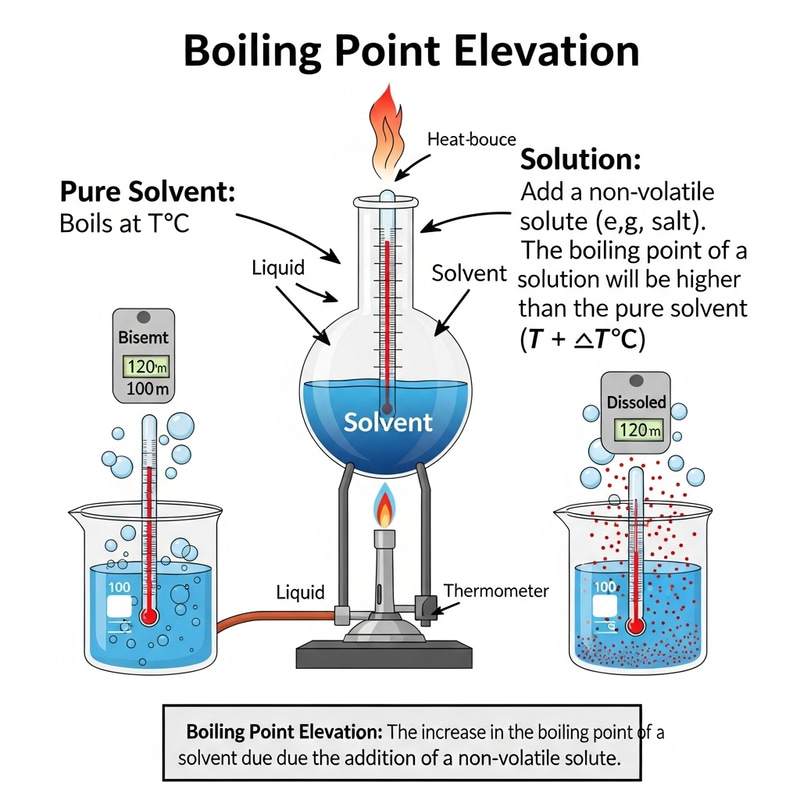 Understanding Boiling Point Elevation: Educational Illustration Understanding Boiling Point Elevation: Educational Illustration