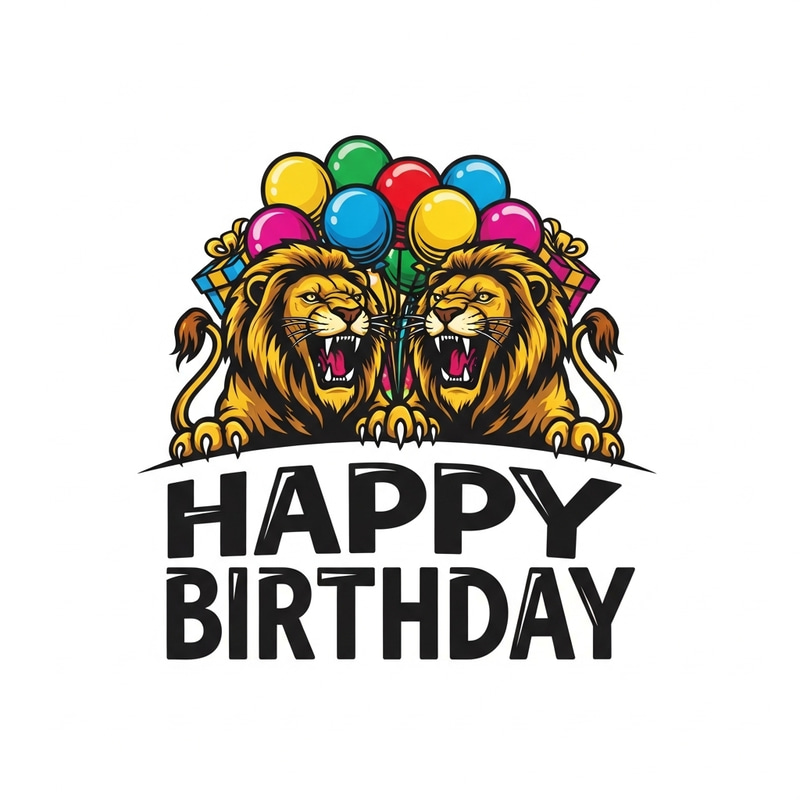 Vibrant Roaring Lion Logo Design for Birthday Celebration Vibrant Roaring Lion Logo Design for Birthday Celebration