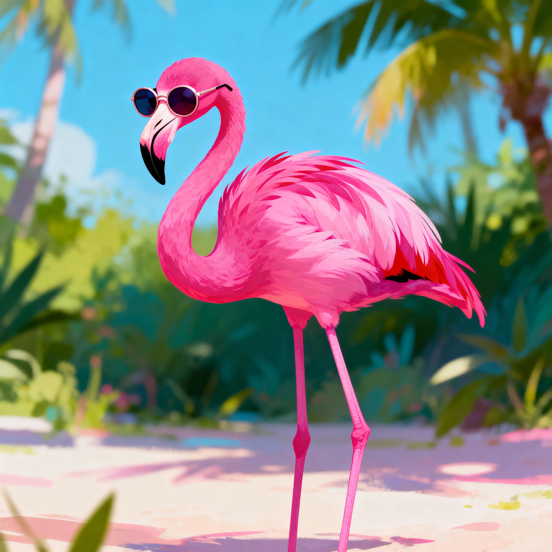 Stylish Flamingo in Sunglasses - Pink Palette