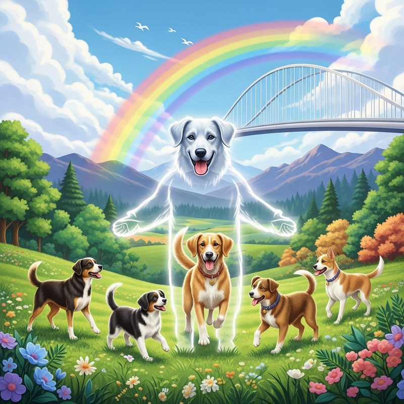 Dog's Joyful Journey Across the Rainbow Bridge Dog's Joyful Journey Across the Rainbow Bridge