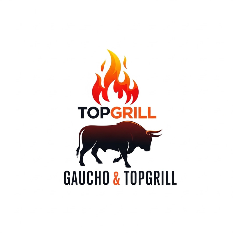 Modern Logo Design: Fire & Bull Symbols - Gaucho & TopGrill Modern Logo Design: Fire & Bull Symbols - Gaucho & TopGrill