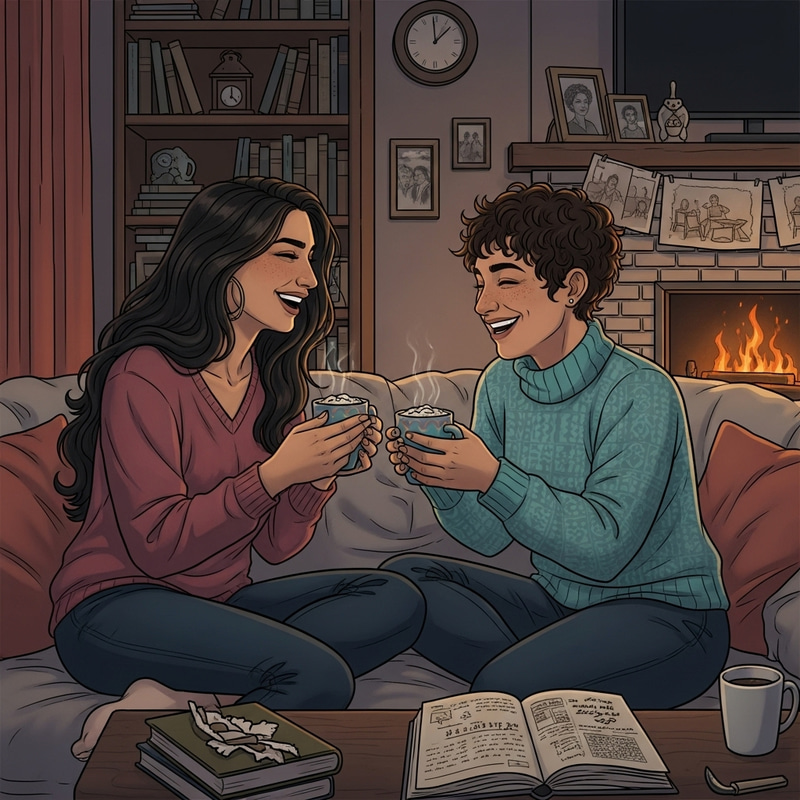 Heartwarming Lesbian Love Story: Cozy Living Room Delight Heartwarming Lesbian Love Story: Cozy Living Room Delight