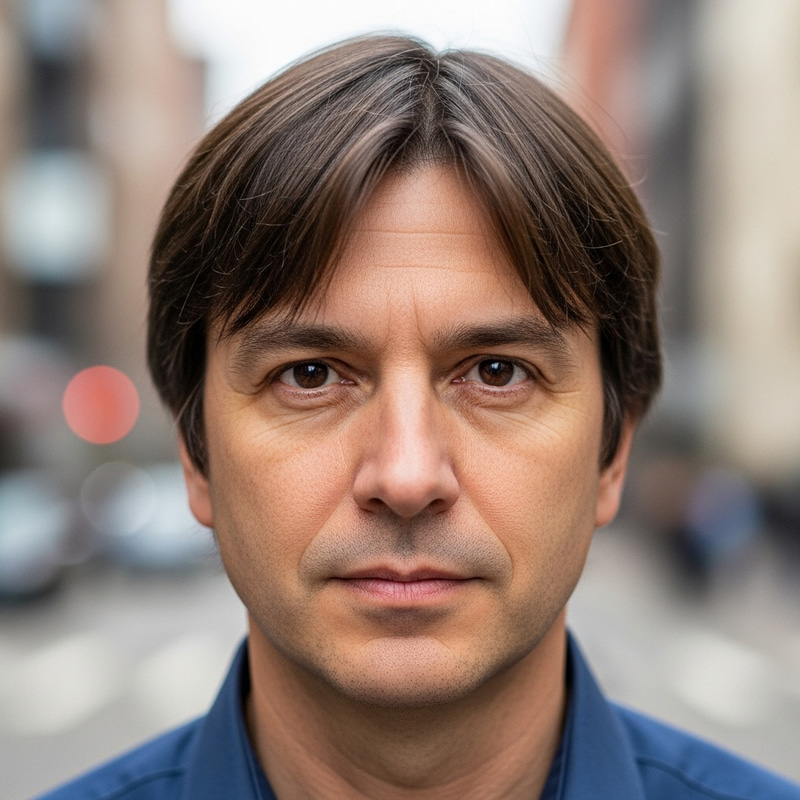 Stylish Man with Square Face and Brown Hair Stylish Man with Square Face and Brown Hair