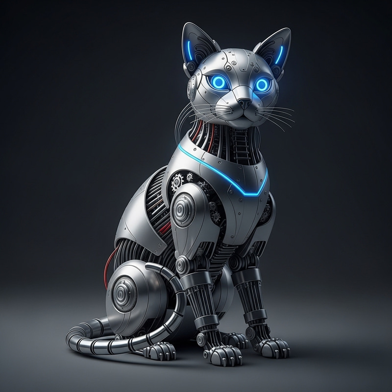 Robotic Cat: Futuristic Design with Neon Lights Robotic Cat: Futuristic Design with Neon Lights