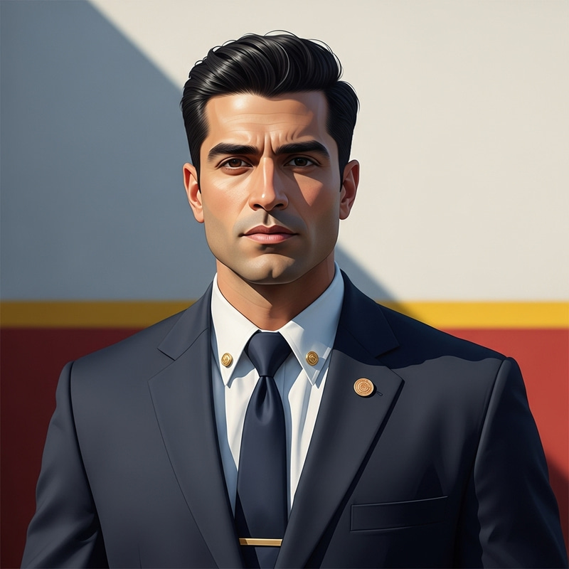 Professional Firefighter in Navy Suit Portrait