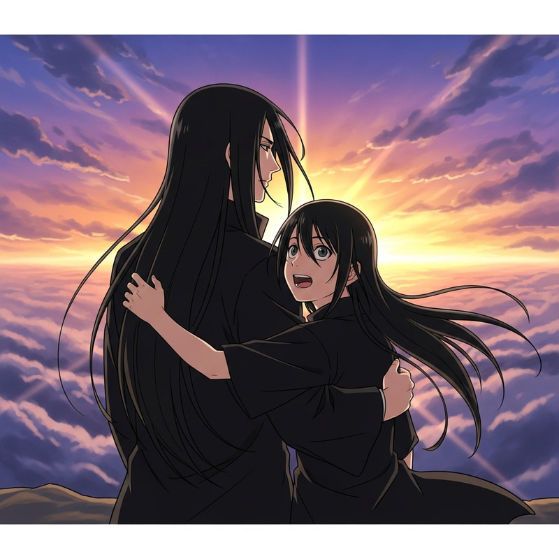 Itachi and Sasuke Embracing at Colorful Sunrise | Anime Aesthetic Itachi and Sasuke Embracing at Colorful Sunrise | Anime Aesthetic