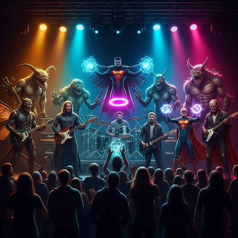 Monstrous and Superhuman Band: A Cosmic Performance