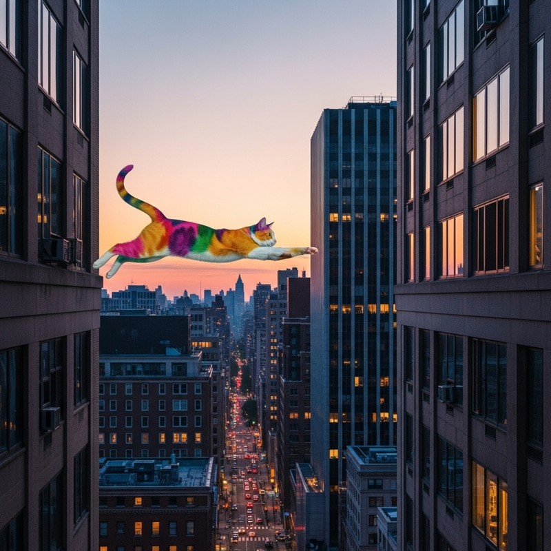 Cat Jumping Between Buildings - A Twilight Adventure Cat Jumping Between Buildings - A Twilight Adventure